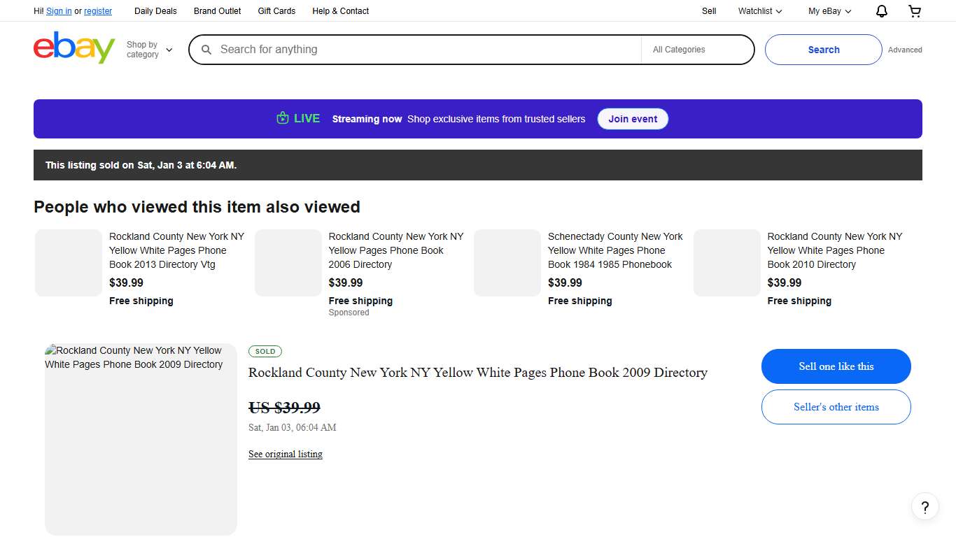 Rockland County New York NY Yellow White Pages Phone Book 2009 Directory eBay